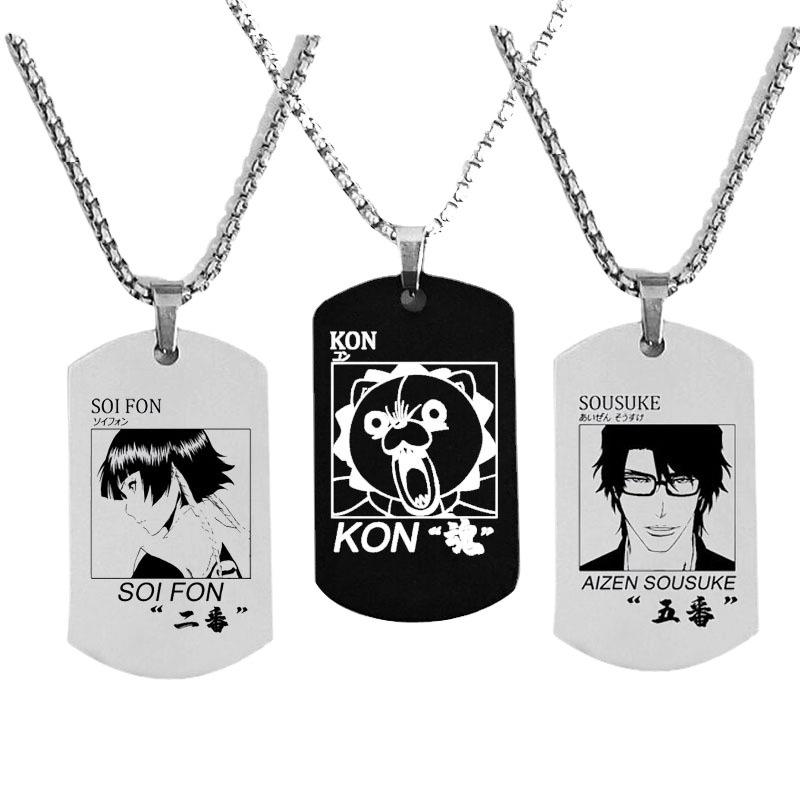 Anime Bleach Gotei 13 Captain Necklace Stainless Steel Laser Pendant Lchimaru Gin Aizen Sousuke Unohana Retsu Necklace For Fans