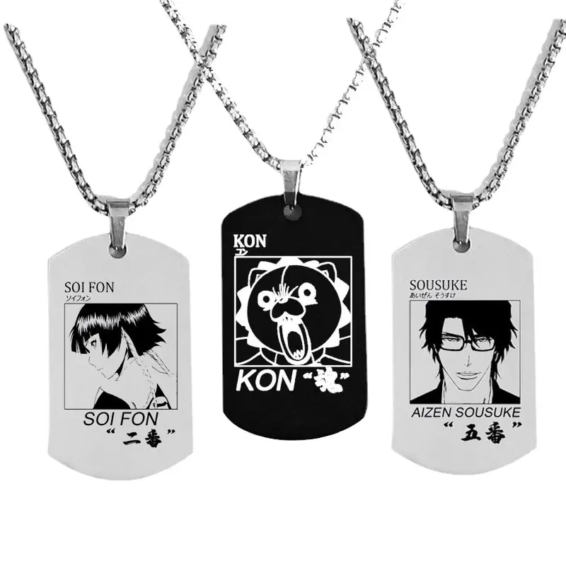 Anime Bleach Gotei 13 Captain Necklace Stainless Steel Laser Pendant Lchimaru Gin Aizen Sousuke Unohana Retsu Necklace For Fans