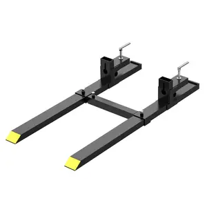 Pallet Forks 60 in 4000 LBS Max, Clamp On Tractor Bucket Forks With Adjustable Stabilizer Bar, Heavy Duty Front Loader Forks, for Skid Steer