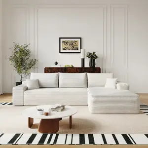 108" Cloud Sectional Sofa Couches for Living Room, Modern Modular Sofa with L-Shape Couchs Upholstered Boneless Couch Deep Seat Sectional Couch with Chaise (White, Right Facing Chaise+2Seaters)