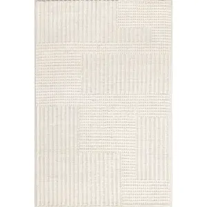 Dorene Contemporary High-Low Striped Wool Area Rug