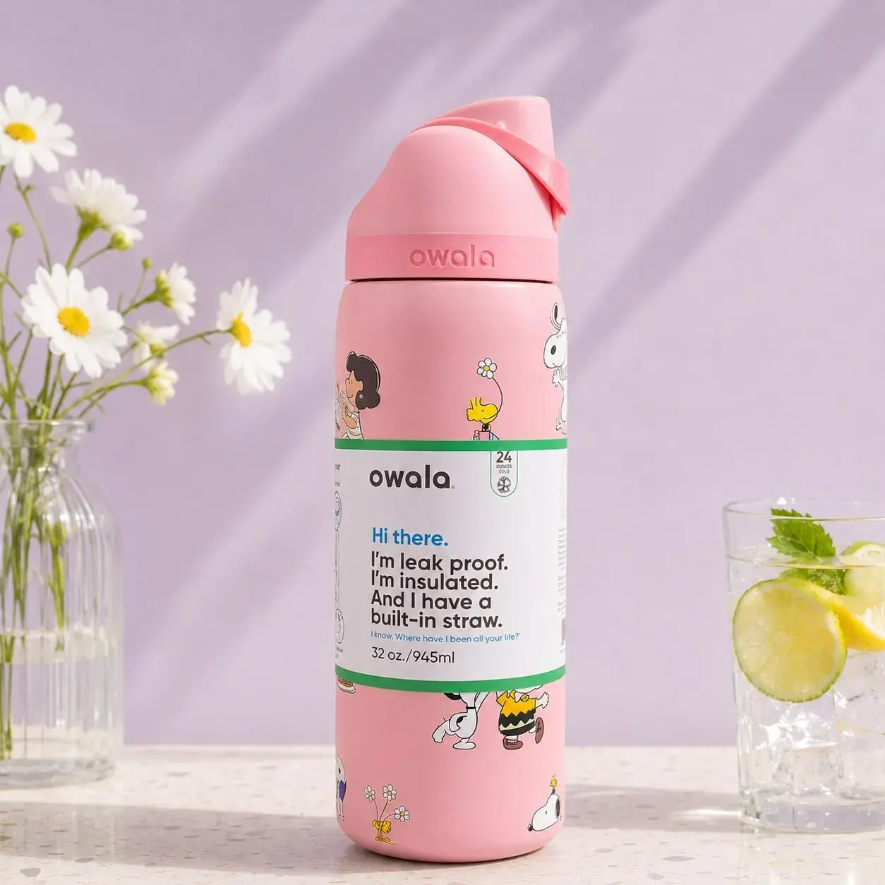 Owala FreeSip Stainless Steel Insulated Water Bottle | Cute Pink Summer Tumbler with Built-In Straw & Handle | Leakproof Travel Gym Bottle Gift