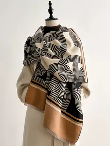 All-Over Print Shawl Scarf, Soft Fitted Woven Fabric, Thick Casual Accessory for Fall & Winter, Unisex Fashion Jewelry