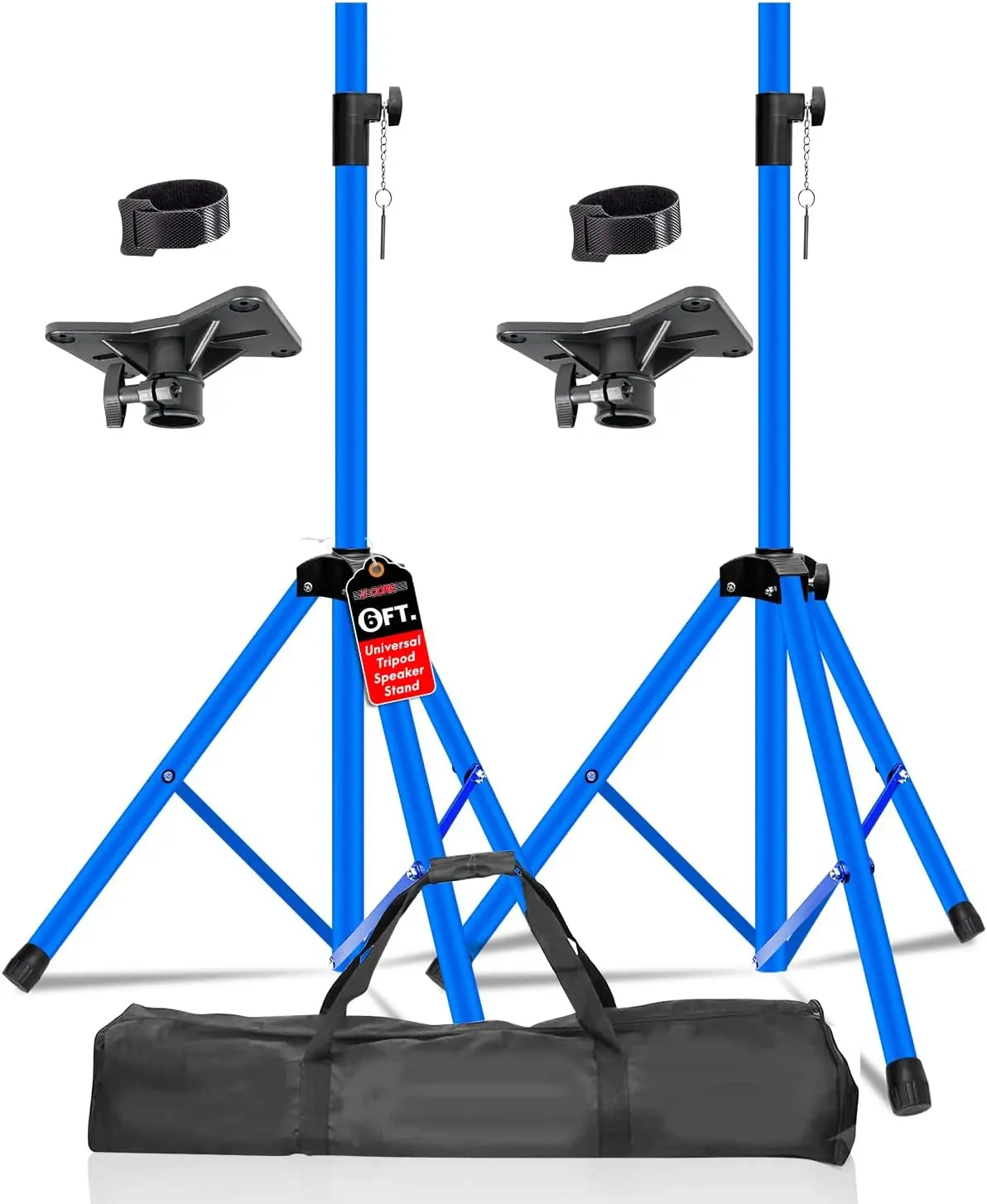 5 Core Speaker Stand Pair Adjustable Telescoping Height to 72" Heavy Duty Tripod for PA DJ Events Universal 35mm Mount Includes Carry Bag for On Stage and Studio Blue, Accessories, Steel