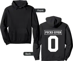 Fucks Given 0 Funny Sarcastic Jersey Spoof - Back Only Pullover Hoodie