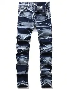 Men's Jeans Washed Blue Denim Pants Stretch Streetwear Y2k Clothing Menswear Breathable Casual Trousers Pocket summer clothes gifts for him