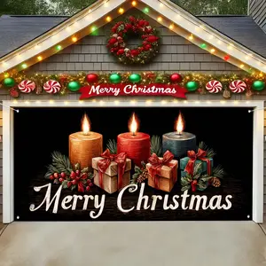 Christmas Garage Door Banner Outdoor Decoration, Large Fabric Gate Cover, Perfect for Holiday Wall Art, Photo Booths, Weddings, Parties, Party Decoration Supplies