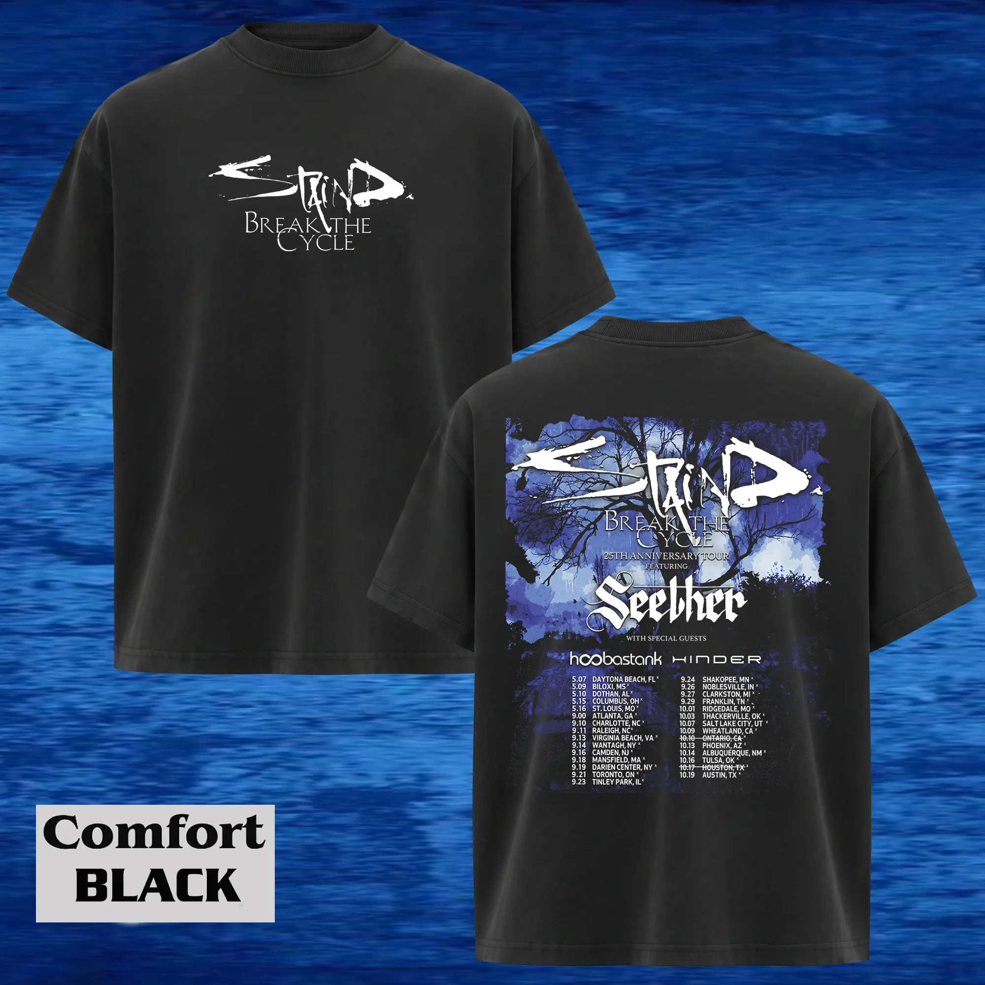 Classic Staind Band 25th Anniversary Tour Comfort Color T-shirt, Alternative Band Merch, Trending Comfort Color T-shirt, 90s Graphic Tee, Vintage Tee, Grunge Aesthetic Shirt, Menswear Streetwear Short Crewneck, Summer Outfits, Gift For Him Her