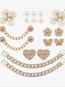 18 Piece Shiny Shoe Decor Set Rhinestone Shoes Charms Pearl Flower and Crystal Rhinestone Decoration for Women Sandals Shoes Party Birthday