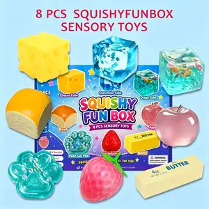 8-Piece Set Mystery Squishy Box, Blind Box Malt Sugar Stress Relief Fidget Toys, Sensory Bundle, Creative Slow-Return Squishy, Party Gift, 8 Different Styles