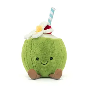 Amuseables Aruba Coconut Cute Pickle Plush Toy, Soft Stuffed Food Plush, Kawaii Room Decor, Funny Gift for Kids & Friends