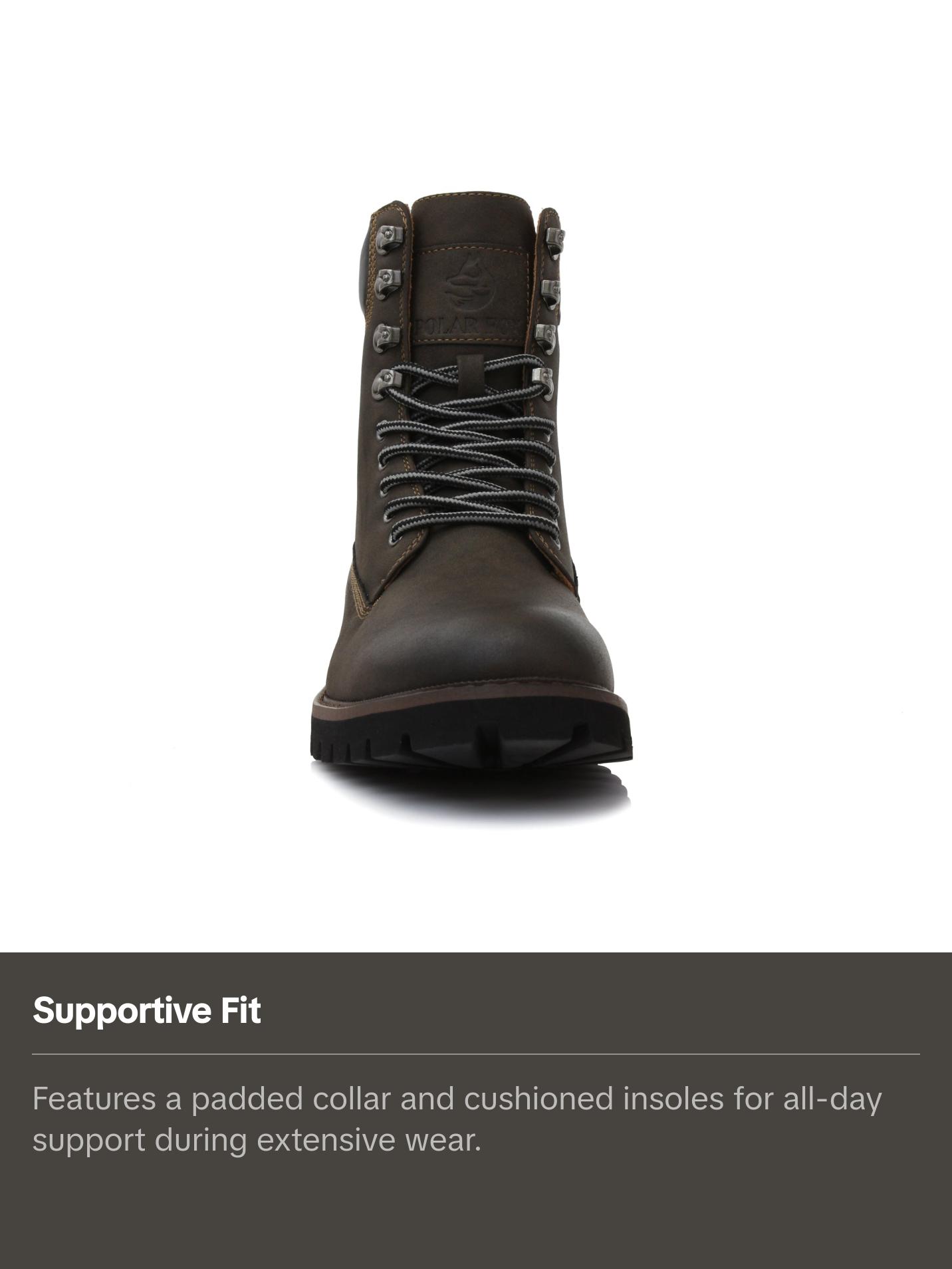 Polar Fox Barron classic plain-toe high-top work boots, in Cigar, Men's Size 6.5 - 13