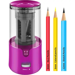 Electric Pencil Sharpener for Colored Pencils, Auto Stop, Fast Sharpen in 3s, Large Hole Pencil Sharpener Plug in for 6-12mm No.2/ Pencils-Purple