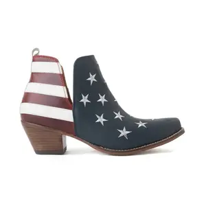 Women's Liberty Star Vintage Blue Leather Fashion Booties