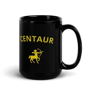 Oak Inc Centaur Black Glossy Mug Ceramic 15 oz Washable Reusable Coffee Cup Sturdy Dishwasher Safe EU Warranty 2 Years