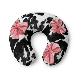 Cow Print Nursing Pillow Cover with Pink Bows — Cute Baby Shower Gift