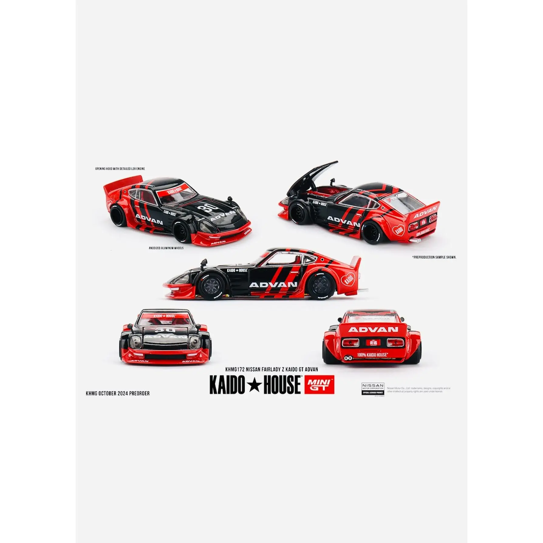 Mini GT x Kaido House Collab Factory Sealed Nissan Fairlady Z Kaido GT Advan #172