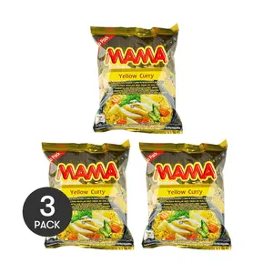 MAMA Thai Instant Noodles - Yellow Curry Flavor (3 Packs, 90g Each) | Must-Try Thai Classic