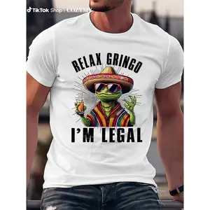 shirts - Cotton Short Sleeve Relax Gringo I'm Legal Mexican Lizard Funny T-Shirt for Men Women - designer hoodies