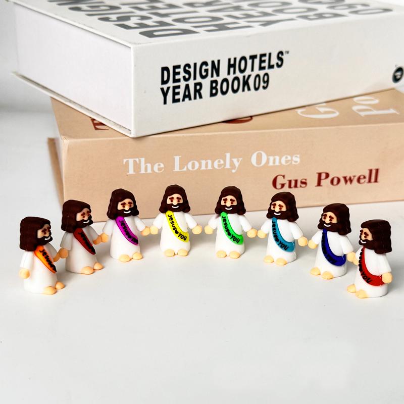 30 Pack Vibrant Mini Jesus Rubber Figures, Jesus Loves You Hide-and-Seek Toys, Religious Decor & Gifts for Baptism, Sunday School and Christmas Party Favors