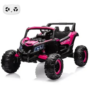GARVEE 24V Ride On Electric Off-Road UTV with Remote Control, 400W Motors, Spacious 19" Seat, 4 Shock Absorbers, Max Speed 4.5 Mph, Music, LED Lights, Battery Powered, Rose Color