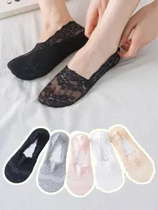 Women's 5 Pairs Ditsy Floral Print Invisible Socks, Breathable Comfortable Socks for Daily Wear, Casual Comfy Socks, Multipack Low Cut Knit Socks for Summer, Womenswear, Socks Set