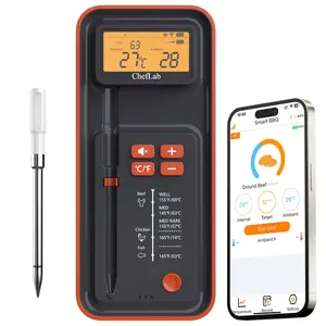 AI Meat Thermometer Wireless, 500ft Long Range Smart Digital Bluetooth BBQ Thermometer for Grilling, Smoker, Oven, Kitchen Cooking