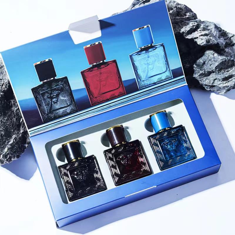 3-Piece Men's Fragrance Cift Set:Ocean Breeze, Cedarwood & Amber Eau De Toilette, 3Oml Portable Perfume Bottles for Travel