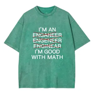 GEEKSOUTFIT Nerdy Mens Graphic Tees Acid Wash Tee Funny T-Shirt I'm Good with Math Crewneck Casual Short Sleeve Blue Menswear Tops