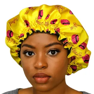 Satin Envy Yellow Reversible Sleeping Satin Hair Bonnet for Women Gift care Elastic Haircare