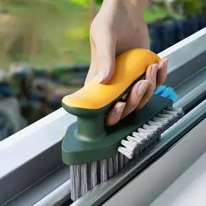 2-in-1 Durable Plastic Crevice and Floor Scrub Brush for Cleaning with Handle - Portable Design Hand Brush for Bathroom, Kitchen, Living Room Cleaning