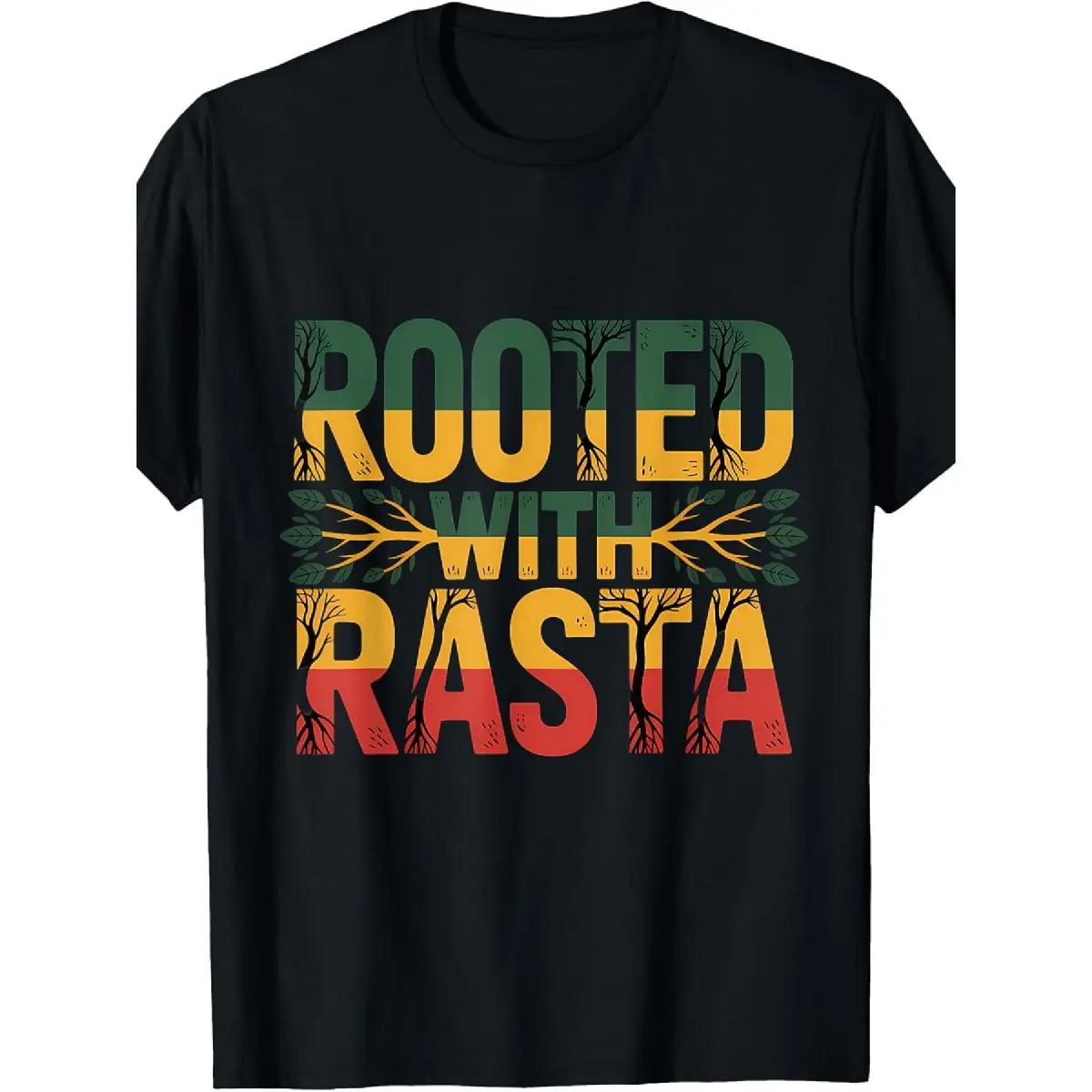 [100% Cotton] Menswear Fashion Short-Sleeve Round Neck T-Shirt, Rasta Reggae Rastafari Roots Jamaican Print, Simple Pure Vintage Style, Crew Neck, Regular Fit, Unisex, 2025 Summer Casual Trend Top