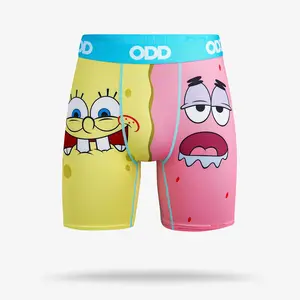 Men's SpongeBob & Patrick Split Boxer Briefs, Menswear Underwear with Breathable Polyester Fabric for a Cool Vibe