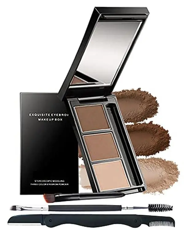 Eyebrow Powder Kit,Waterproof Eye Brow Tinting Filler Palette Set for Women | Eyebrow Makeup Kit with Brush Razor,Dark Light Brown Nude Brow Powder,Fill & Sculpt Full Brows,Thanksgiving Christmas Makeup