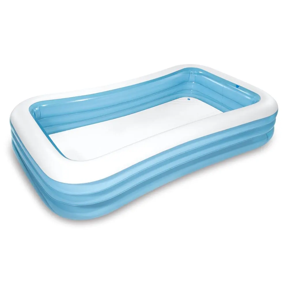 Intex 10 x 6 Foot Swim Center Family Backyard Inflatable Soft-Wall Kiddie Swimming Pool with Drain Plug and Repair Patch for Ages 6 & Up Color Varies