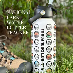 National Park Water Bottle Tracker with Stickers - White