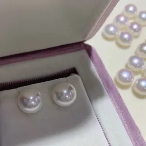 Natural freshwater pearls, 10-11mm, round pearl ear pendants like small buns