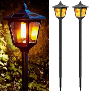 Solar Lights Outside - Waterproof Auto On/Off Solar Pathway Lights UP to 12 Hours for Walkway Garden, Yard, Patio & Driveway (Black 2 Pack)