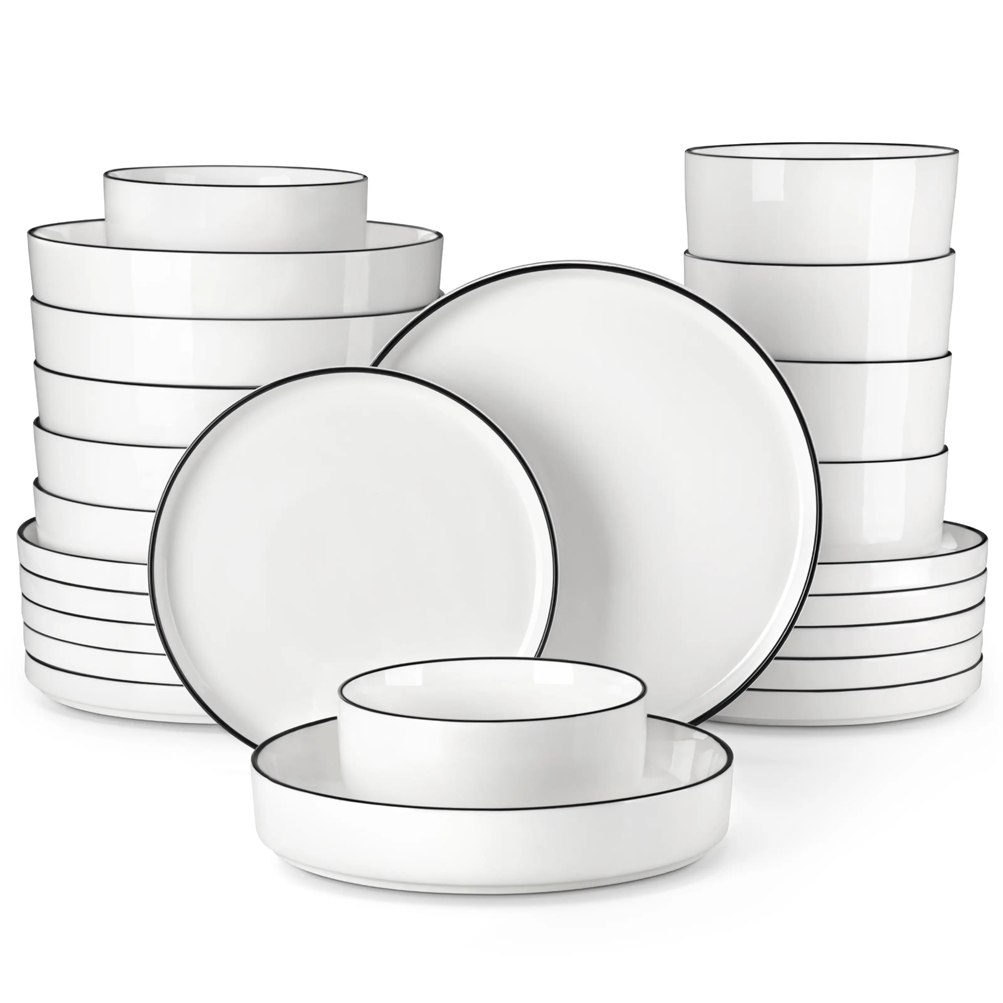 MALACASA Porcelain Dinnerware Set, Dish Set for 4/6, Premium Plates and Bowls Sets, Chip and Scratch Resistant Dishware Sets Kitchen Dishes Dining War