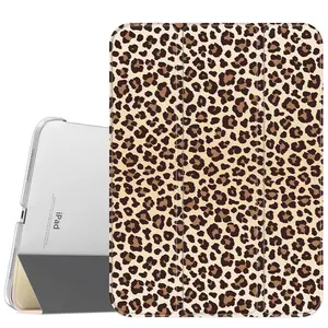 Classic Leopard Case for iPad A16 2025 / iPad air 6/ iPad mini 6, Slim Stand Cover with Soft Translucent Frosted Back Pencil Slot, for Samsung Galaxy Tab S9 Tablet Cases