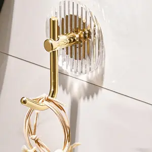 4pcs Upgrade Your Home Organization with Luxury Design Self Adhesive Acrylic Wall Hooks - Waterproof Towel & Coat Holder!