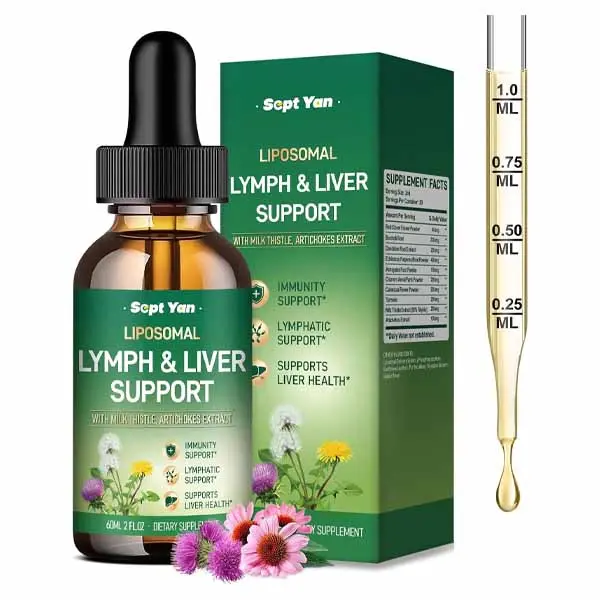 Liposomal Lymphatic Support Drops - Lymphatic Supplements with Milk Thistle, Burdock Root for Women & Men, Natural Flavor, 2 Fl Oz