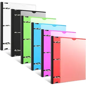 1.5 Inch Telescoping 3 Ring Binder, 6PCS Flexible Round Binder with Customizable Front Cover and Clear Catalog Pocket, 1.5 Inch Rings, 370 Sheet Capacity