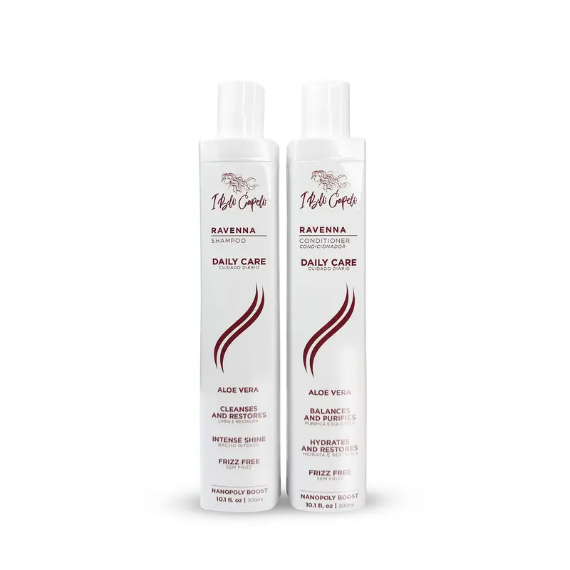 I Belli Capelli Ravenna Daily Care Aloe Vera Shampoo & Conditioner Bundle - 2x300ml/2x10.1fl oz, Gentle Hydrating Moisturizing Cleanser for Shiny Hair Thickening Haircare