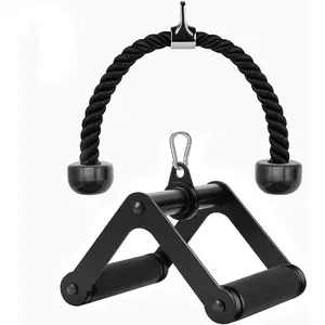 Double D Row Handle LAT Pulldown Attachments, 1.3 Inch Diameter Big Comfort Rubber Grip V Bar Attachmentt for  Machine  Gym Accessory