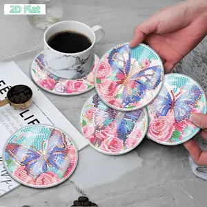 2D FLAT6PCS Diamond Painting Art Coaster Kit Mandala Acrylic Diamond Painting DIY Coaster Small Monster Washable Diamond Painting CrafDIY Diamond Painting Kit for Adults & Beginners, No Skills Needed. Sparkling Art to Brighten Rooms & Perfect Festive Gift