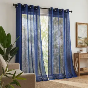 2 Piece Bamboo Gauze Yarn Drapes Curtain Solid Color Home Decoration, 52x84 Inch, Soft Fabric, Classic Grommet Top Design for Bedroom, Living Room L12