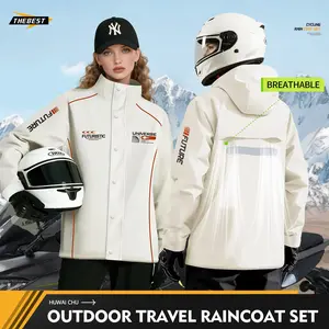 Outdoor Waterproof Raincoat Set, Hooded Jacket + Long Pants, Thick Durable Reusable, Workwear for Construction, Cycling, Cleaning