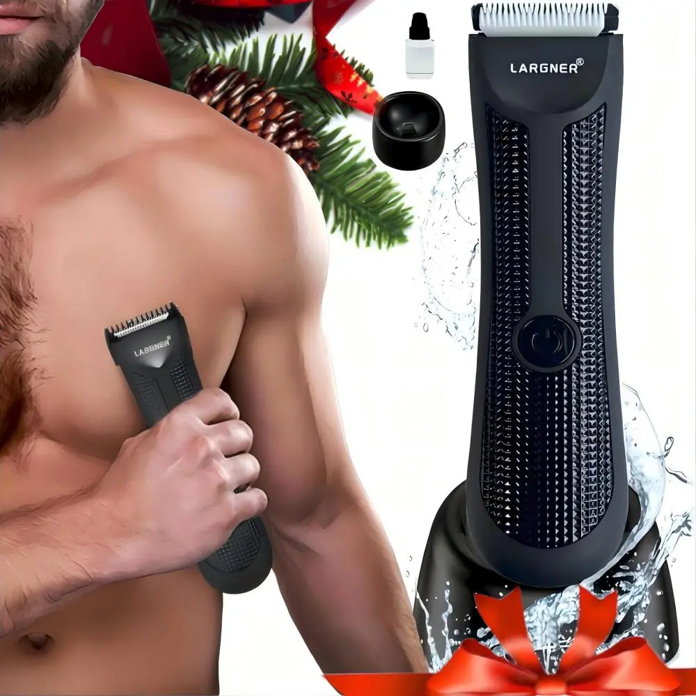 Largner Electric Body Hair Trimmer for Men, Waterproof Groin Hair Trimmer, USB Rechargeable, Replaceable Ceramic Blade, 90 Min Battery Life, Cordless Rechargeable Trimmer
