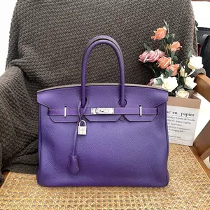 Pre-owned HERMÈS Leather tote bags Hermes Birkin 35 Togo 5L Ultraviol (xx0919m0)